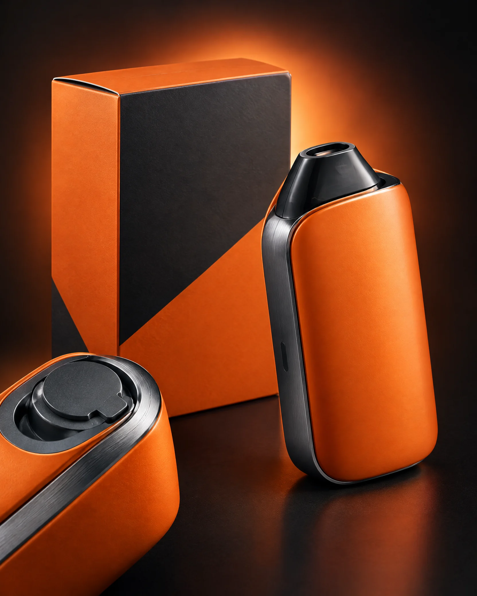 Sistema pod aperto Vantix Flux Open in finitura arancio e grafite